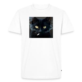 Smoking Cat Generation Z Meme Cat Smoking - Men's Premium Organic T-Shirt - white - Front - Nico (187cm)