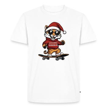 Tigre Noël Drôle - T-shirt Premium bio Homme - blanc - Devant - Nico (187cm)