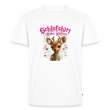 Chemise de nuit fille fatiguée - Design fauve, mignon - T-shirt Premium bio Homme - blanc - Devant - Nico (187cm)