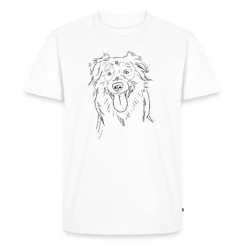 Funny Australian Shepherd Aussie Sketch Line Art  - Men's Premium Organic T-Shirt - white - Front - Nico (187cm)