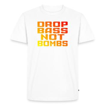 DNB Techno Drop Bass Not Bombs - Men's Premium Organic T-Shirt - white - Front - Nico (187cm)