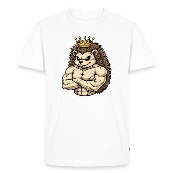 Strong Hedgehog King Cartoon Fitness Portrait - Men's Premium Organic T-Shirt - white - Front - Nico (187cm)