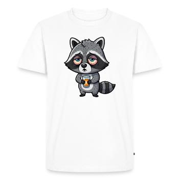 Raccoon Energy Powerless Morning Grouch Caffeine - Men's Premium Organic T-Shirt - white - Front - Nico (187cm)