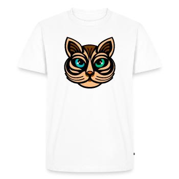 Mystic Dual-Eyed Cat Illustration - Men's Premium Organic T-Shirt - white - Front - Nico (187cm)