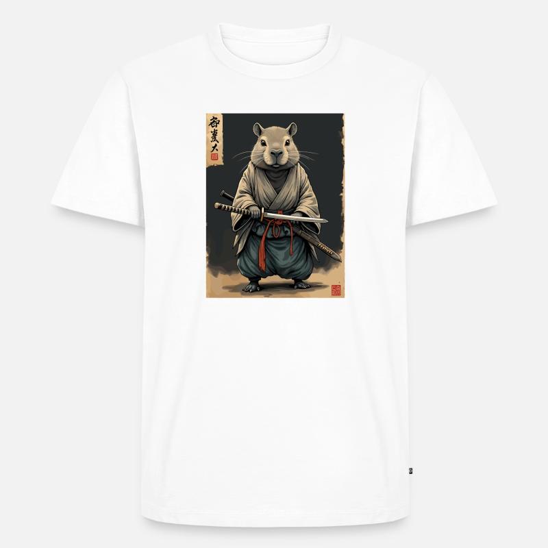 Cappibara-Samurai mit Katana - Männer Premium Bio T-Shirt - Weiß