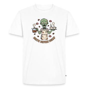 Zombie Barista Mort Avant Décaféiné - T-shirt Premium bio Homme - blanc - Devant - Nico (187cm)