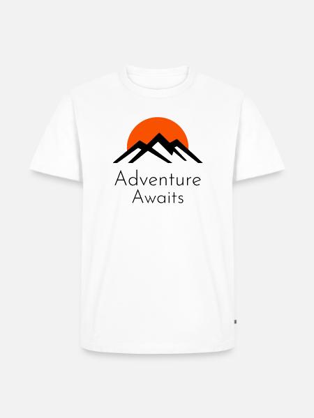 Adventure Awaits – Mountains & Sunset - Men's Premium Organic T-Shirt - white