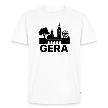 Gera City Landmark Silhouette - Men's Premium Organic T-Shirt - white - Front - Nico (187cm)