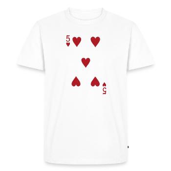 Five Hearts Double Head Card Rome Poker - Men's Premium Organic T-Shirt - white - Front - Nico (187cm)