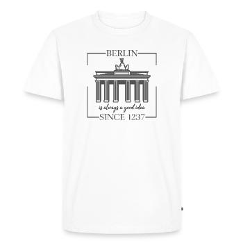 Porte de Brandebourg de Berlin - Capitale fédérale Berlin - T-shirt Premium bio Homme - blanc - Devant - Nico (187cm)