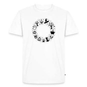 Halloween Symbols Wreath - Men's Premium Organic T-Shirt - white - Front - Nico (187cm)