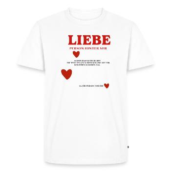 LOVE Person Behind Me - Men's Premium Organic T-Shirt - white - Front - Nico (187cm)