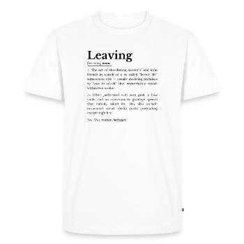 Départ d’un collègue : Humour d’adieu au bureau - T-shirt Premium bio Homme - blanc - Devant - Nico (187cm)