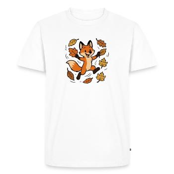 Fox Autumn Forest Foliage Leaves Wind Joy Game - Men's Premium Organic T-Shirt - white - Front - Nico (187cm)