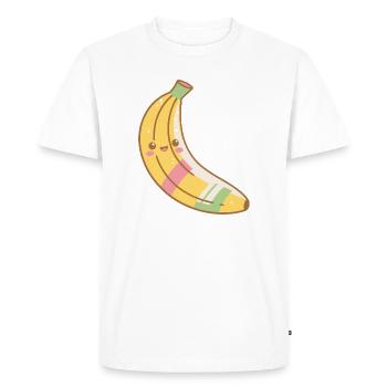 Kawaii Banana Pastel Smile - Men's Premium Organic T-Shirt - white - Front - Nico (187cm)