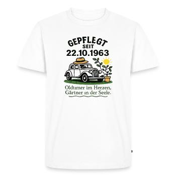 Entretenu depuis 1963 Oldtimer Gärtnerherz - T-shirt Premium bio Homme - blanc - Devant - Nico (187cm)