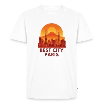 Meilleur coucher de soleil à Paris - T-shirt Premium bio Homme - blanc - Devant - Nico (187cm)