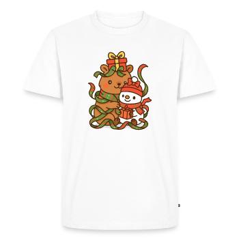 Capybara et bonhomme de neige en ruban - T-shirt Premium bio Homme - blanc - Devant - Nico (187cm)