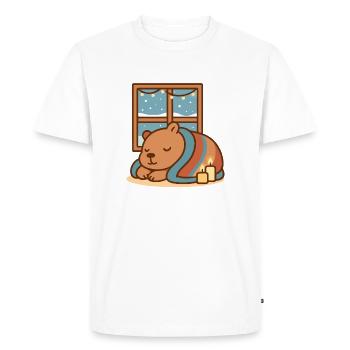 Capybara snuggles up in winter - Men's Premium Organic T-Shirt - white - Front - Nico (187cm)
