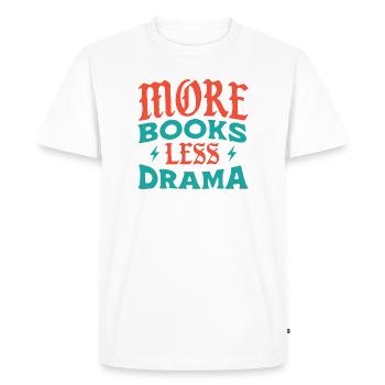 Plus de livres, moins de drame - T-shirt Premium bio Homme - blanc - Devant - Nico (187cm)