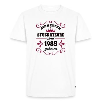 Plasterer born 1985 Vintage 85 Birthday - Men's Premium Organic T-Shirt - white - Front - Nico (187cm)