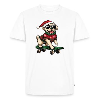 Labrador Chien Noël Drôle - T-shirt Premium bio Homme - blanc - Devant - Nico (187cm)