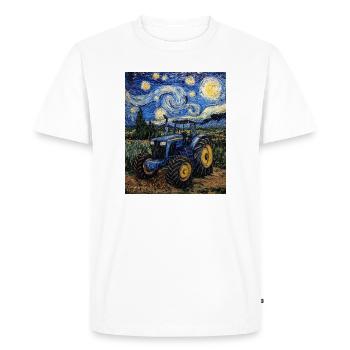 Tracteur Agriculteur Fermier Style Van Gogh - T-shirt Premium bio Homme - blanc - Devant - Nico (187cm)