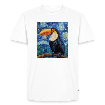 Toucan Oiseau Style Van Gogh - T-shirt Premium bio Homme - blanc - Devant - Nico (187cm)