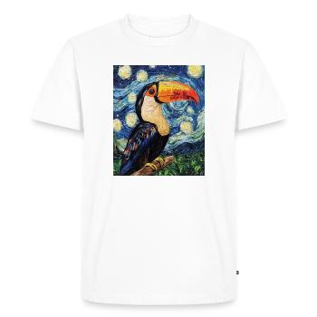 Toucan Oiseau Style Van Gogh - T-shirt Premium bio Homme - blanc - Devant - Nico (187cm)