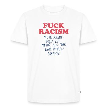 My cityscape is not potato soup - Men's Premium Organic T-Shirt - white - Front - Nico (187cm)