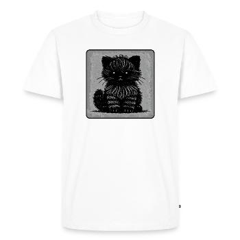 Chat flou (Monochrome) - T-shirt Premium bio Homme - blanc - Devant - Nico (187cm)