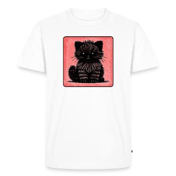 Chat flou (Rouge) - T-shirt Premium bio Homme - blanc - Devant - Nico (187cm)