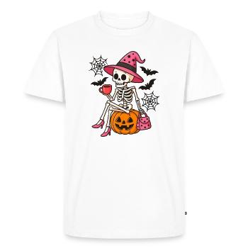Squelette sorcière Halloween mignon rose - T-shirt Premium bio Homme - blanc - Devant - Nico (187cm)