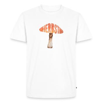 Autumn Mushroom Watercolor Illustration Typography - Men's Premium Organic T-Shirt - white - Front - Nico (187cm)