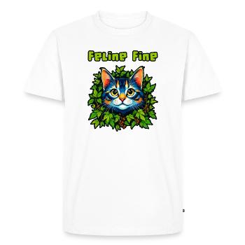 Feline Fine #1 - Men's Premium Organic T-Shirt - white - Front - Nico (187cm)