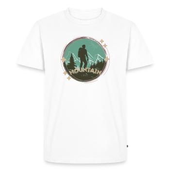 Mountain Love – Hikers & Mountains Motif - Men's Premium Organic T-Shirt - white - Front - Nico (187cm)