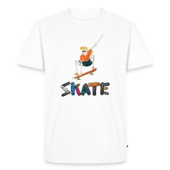 Crâne patineur Vintage Couleurs Rétro Graphique - T-shirt Premium bio Homme - blanc - Devant - Nico (187cm)