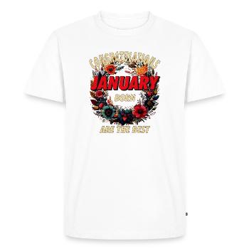 FÉLICITATIONS JANVIER - T-shirt Premium bio Homme - blanc - Devant - Nico (187cm)