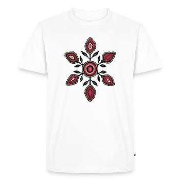 Motif Mandala Pétale de Rose - T-shirt Premium bio Homme - blanc - Devant - Nico (187cm)