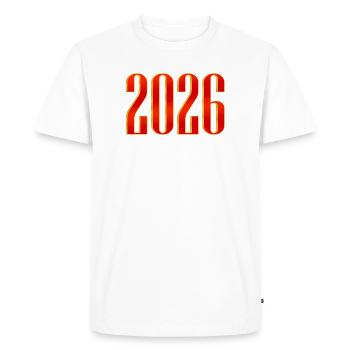 NEW -- Shine Bright: It’s 2026! - Men's Premium Organic T-Shirt - white - Front - Nico (187cm)