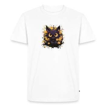 Chat noir avec des citrouilles Halloween - T-shirt Premium bio Homme - blanc - Devant - Nico (187cm)