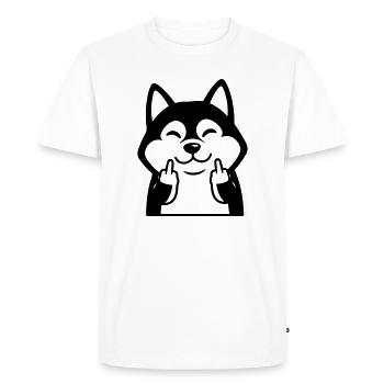 Naughty Husky montre un doigt d’honneur - Bande dessinée drôle - T-shirt Premium bio Homme - blanc - Devant - Nico (187cm)