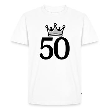 50 avec couronne - Design d’anniversaire élégant - T-shirt Premium bio Homme - blanc - Devant - Nico (187cm)