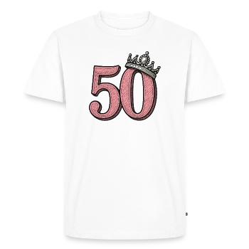 Rose 50 avec couronne - Design d’anniversaire mignon - T-shirt Premium bio Homme - blanc - Devant - Nico (187cm)