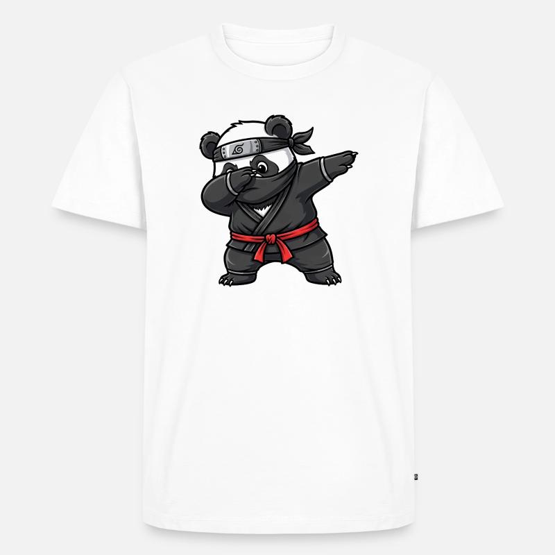 Ninja Panda Samurai Japan Tradition  - Männer Premium Bio T-Shirt - Weiß