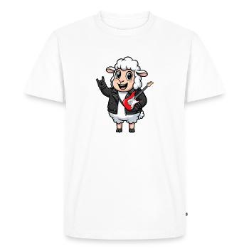 Rocker Sheep avec guitare électrique - T-shirt Premium bio Homme - blanc - Devant - Nico (187cm)