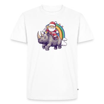Rhinocéros Père Noël - T-shirt Premium bio Homme - blanc - Devant - Nico (187cm)