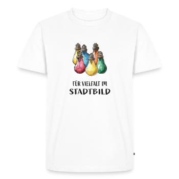Pour la diversité dans le paysage urbain - T-shirt Premium bio Homme - blanc - Devant - Nico (187cm)