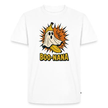 BOO-NANA – Funny Halloween Banana Ghost Motif - Men's Premium Organic T-Shirt - white - Front - Nico (187cm)