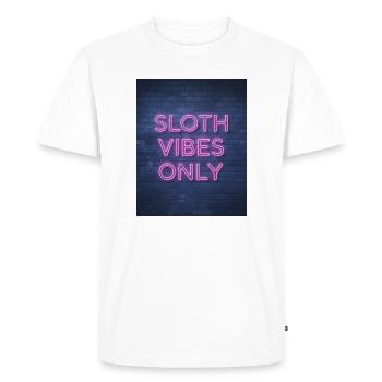 Sloth Vibes Only Neon Font on Brick Wall - Men's Premium Organic T-Shirt - white - Front - Nico (187cm)